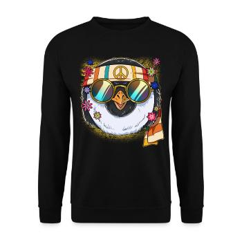 60s 70s Costume Groovy Hippie - Sweat-shirt Unisexe - noir - Devant - Alina (178cm) & Michal (187cm)