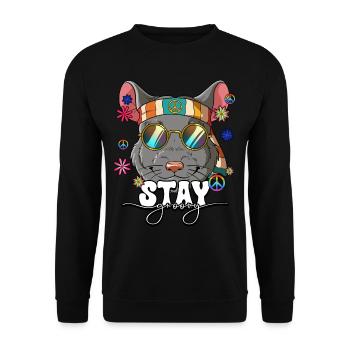 60er 70er Jahre Kostüm Stay Groovy Hippie - Unisex Pullover - Schwarz - Vorne - Alina (178cm) & Michal (187cm)