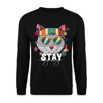 60s 70s Costume Stay Groovy Hippie - Unisex Sweatshirt - black - Front - Alina (178cm) & Michal (187cm)