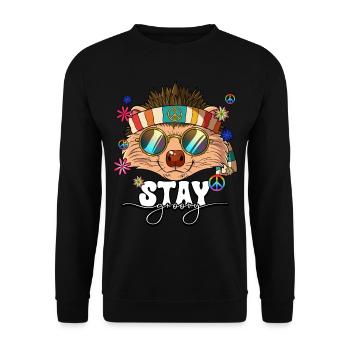 60er 70er Jahre Kostüm Stay Groovy Hippie - Unisex Pullover - Schwarz - Vorne - Alina (178cm) & Michal (187cm)