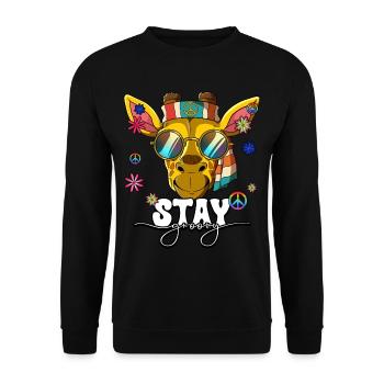 60er 70er Jahre Kostüm Stay Groovy Hippie - Unisex Pullover - Schwarz - Vorne - Alina (178cm) & Michal (187cm)