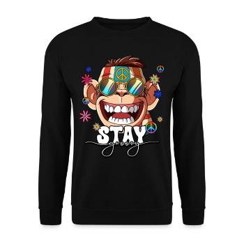 60er 70er Jahre Kostüm Stay Groovy Hippie - Unisex Pullover - Schwarz - Vorne - Alina (178cm) & Michal (187cm)