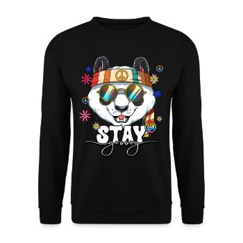 60er 70er Jahre Kostüm Stay Groovy Hippie - Unisex Pullover - Schwarz - Vorne - Alina (178cm) & Michal (187cm)