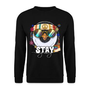 60er 70er Jahre Kostüm Stay Groovy Hippie - Unisex Pullover - Schwarz - Vorne - Alina (178cm) & Michal (187cm)