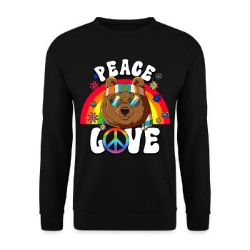60s 70s Costume Peace Love Hippie - Unisex Sweatshirt - black - Front - Alina (178cm) & Michal (187cm)