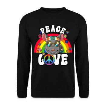 60s 70s Costume Peace Love Hippie - Unisex Sweatshirt - black - Front - Alina (178cm) & Michal (187cm)