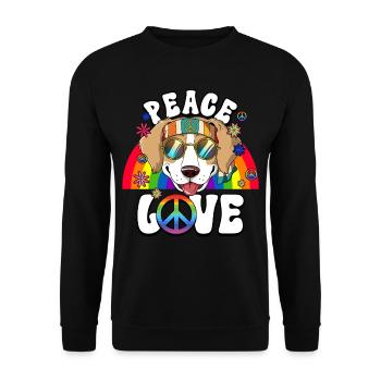 60s 70s Costume Peace Love Hippie - Unisex Sweatshirt - black - Front - Alina (178cm) & Michal (187cm)