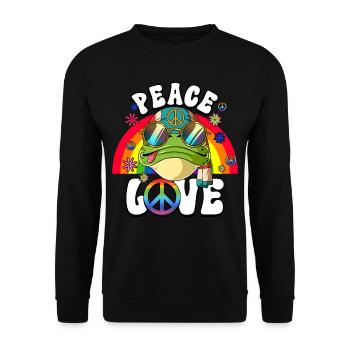 60s 70s Costume Peace Love Hippie - Unisex Sweatshirt - black - Front - Alina (178cm) & Michal (187cm)