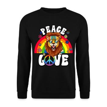 60s 70s Costume Peace Love Hippie - Unisex Sweatshirt - black - Front - Alina (178cm) & Michal (187cm)