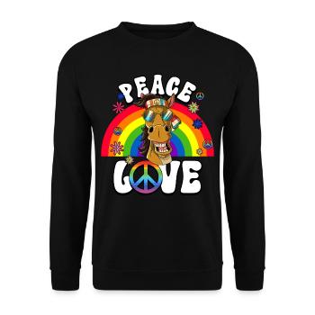60s 70s Costume Peace Love Hippie - Unisex Sweatshirt - black - Front - Alina (178cm) & Michal (187cm)