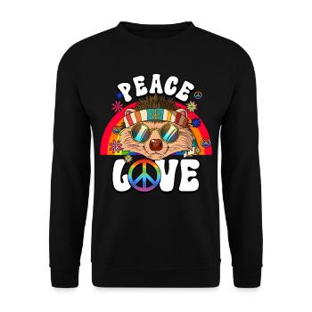 60s 70s Costume Peace Love Hippie - Unisex Sweatshirt - black - Front - Alina (178cm) & Michal (187cm)