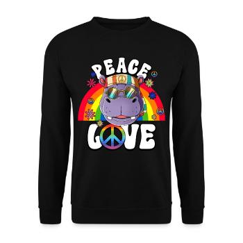 60s 70s Costume Peace Love Hippie - Unisex Sweatshirt - black - Front - Alina (178cm) & Michal (187cm)