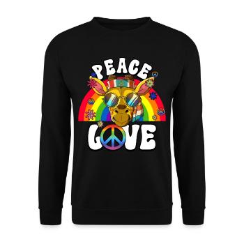 60s 70s Costume Peace Love Hippie - Unisex Sweatshirt - black - Front - Alina (178cm) & Michal (187cm)