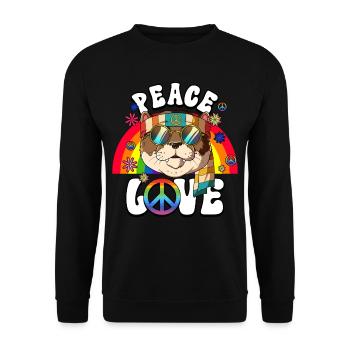 60s 70s Costume Peace Love Hippie - Unisex Sweatshirt - black - Front - Alina (178cm) & Michal (187cm)