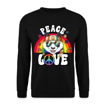 60s 70s Costume Peace Love Hippie - Sweat-shirt Unisexe - noir - Devant - Alina (178cm) & Michal (187cm)