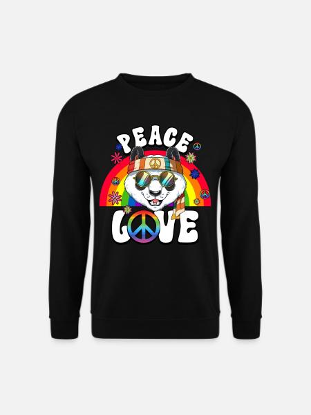 60s 70s Costume Peace Love Hippie - Sweat-shirt Unisexe - noir
