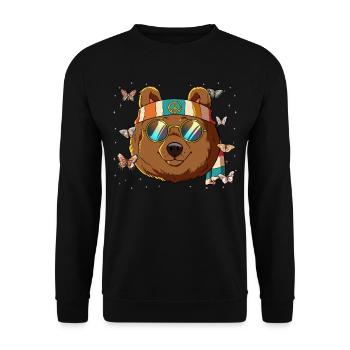 60s 70s Costume Groovy Hippie - Sweat-shirt Unisexe - noir - Devant - Alina (178cm) & Michal (187cm)