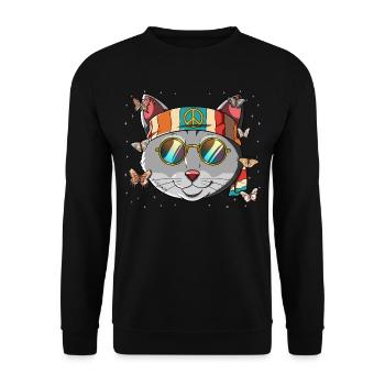 60s 70s Costume Groovy Hippie - Unisex Sweatshirt - black - Front - Alina (178cm) & Michal (187cm)