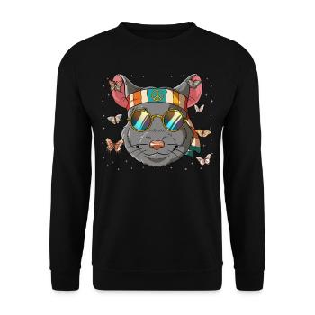 60s 70s Costume Groovy Hippie - Unisex Sweatshirt - black - Front - Alina (178cm) & Michal (187cm)