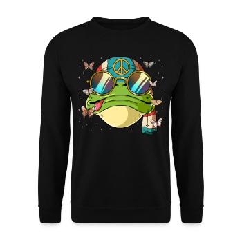 60s 70s Costume Groovy Hippie - Sweat-shirt Unisexe - noir - Devant - Alina (178cm) & Michal (187cm)