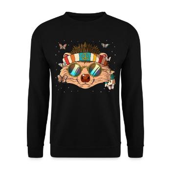 60s 70s Costume Groovy Hippie - Sweat-shirt Unisexe - noir - Devant - Alina (178cm) & Michal (187cm)