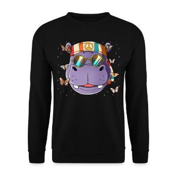 60s 70s Costume Groovy Hippie - Sweat-shirt Unisexe - noir - Devant - Alina (178cm) & Michal (187cm)