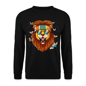 60er 70er Jahre Kostüm Groovy Hippie - Unisex Pullover - Schwarz - Vorne - Alina (178cm) & Michal (187cm)