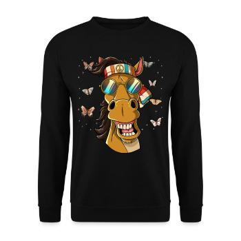 60s 70s Costume Groovy Hippie - Sweat-shirt Unisexe - noir - Devant - Alina (178cm) & Michal (187cm)