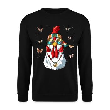 60s 70s Costume Groovy Hippie - Sweat-shirt Unisexe - noir - Devant - Alina (178cm) & Michal (187cm)
