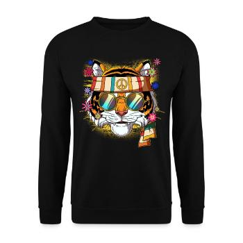 60s 70s Costume Groovy Hippie - Sweat-shirt Unisexe - noir - Devant - Alina (178cm) & Michal (187cm)