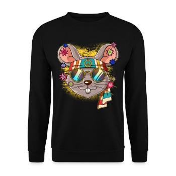 60s 70s Costume Groovy Hippie - Sweat-shirt Unisexe - noir - Devant - Alina (178cm) & Michal (187cm)