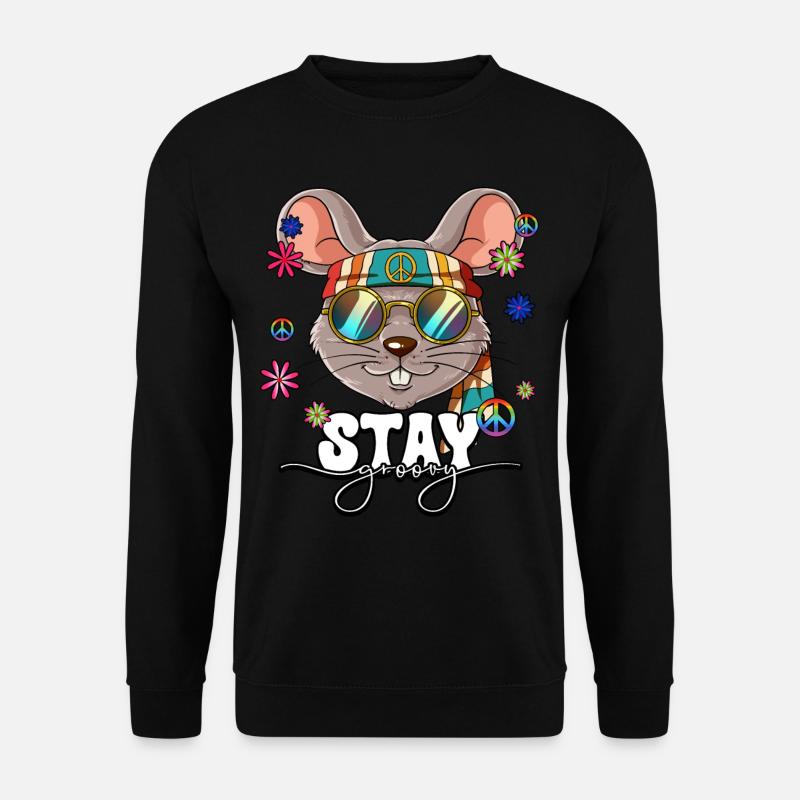 60er 70er Jahre Kostüm Stay Groovy Hippie - Unisex Pullover - Schwarz