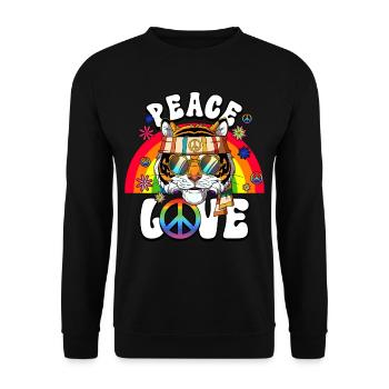 60s 70s Costume Peace Love Hippie - Unisex Sweatshirt - black - Front - Alina (178cm) & Michal (187cm)