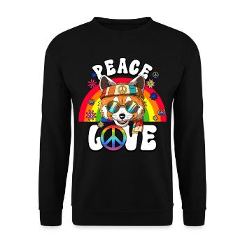 60s 70s Costume Peace Love Hippie - Unisex Sweatshirt - black - Front - Alina (178cm) & Michal (187cm)