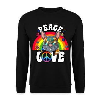 60er 70er Jahre Kostüm Peace Love Hippie - Unisex Pullover - Schwarz - Vorne - Alina (178cm) & Michal (187cm)