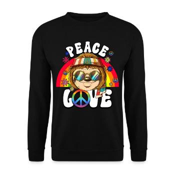 60s 70s Costume Peace Love Hippie - Unisex Sweatshirt - black - Front - Alina (178cm) & Michal (187cm)