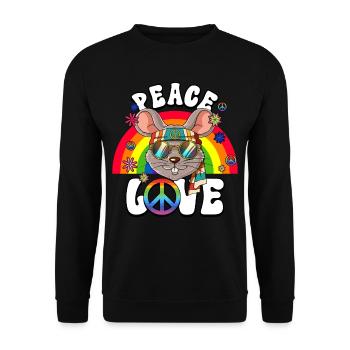 60s 70s Costume Peace Love Hippie - Unisex Sweatshirt - black - Front - Alina (178cm) & Michal (187cm)