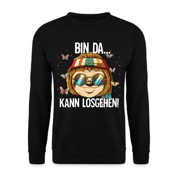 Bin Da Kann Losgehen Hippie Goa Rave - Unisex Pullover - Schwarz - Vorne - Alina (178cm) & Michal (187cm)