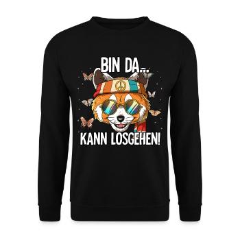 Bin Da Kann Losgehen Hippie Goa Rave - Unisex Pullover - Schwarz - Vorne - Alina (178cm) & Michal (187cm)