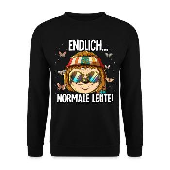 Endlich Normale Leute Hippie Goa Rave - Unisex Pullover - Schwarz - Vorne - Alina (178cm) & Michal (187cm)