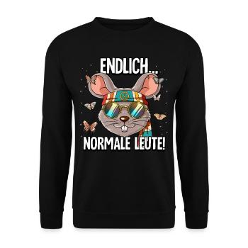 Endlich Normale Leute Hippie Goa Rave - Unisex Pullover - Schwarz - Vorne - Alina (178cm) & Michal (187cm)