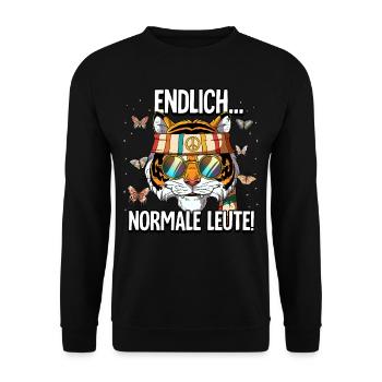 Endlich Normale Leute Hippie Goa Rave - Unisex Pullover - Schwarz - Vorne - Alina (178cm) & Michal (187cm)