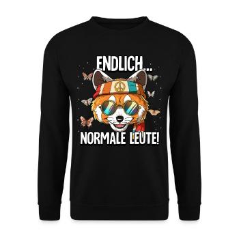Endlich Normale Leute Hippie Goa Rave - Unisex Pullover - Schwarz - Vorne - Alina (178cm) & Michal (187cm)