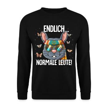 Endlich Normale Leute Hippie Goa Rave - Unisex Pullover - Schwarz - Vorne - Alina (178cm) & Michal (187cm)