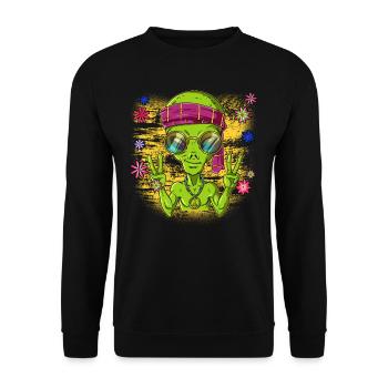 60s 70s Costume Groovy Hippie - Sweat-shirt Unisexe - noir - Devant - Alina (178cm) & Michal (187cm)