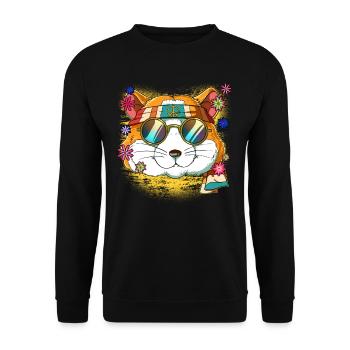 60er 70er Jahre Kostüm Groovy Hippie - Unisex Pullover - Schwarz - Vorne - Alina (178cm) & Michal (187cm)