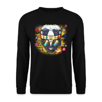 60s 70s Costume Groovy Hippie - Sweat-shirt Unisexe - noir - Devant - Alina (178cm) & Michal (187cm)