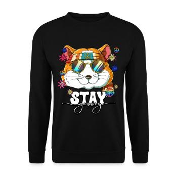 60er 70er Jahre Kostüm Stay Groovy Hippie - Unisex Pullover - Schwarz - Vorne - Alina (178cm) & Michal (187cm)
