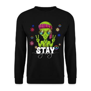 60er 70er Jahre Kostüm Stay Groovy Hippie - Unisex Pullover - Schwarz - Vorne - Alina (178cm) & Michal (187cm)