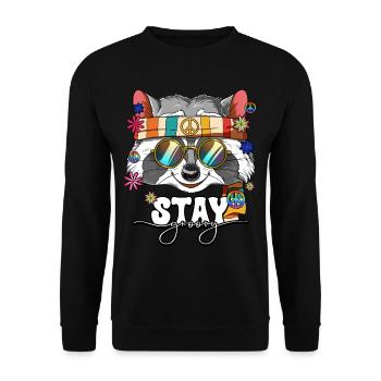 60er 70er Jahre Kostüm Stay Groovy Hippie - Unisex Pullover - Schwarz - Vorne - Alina (178cm) & Michal (187cm)